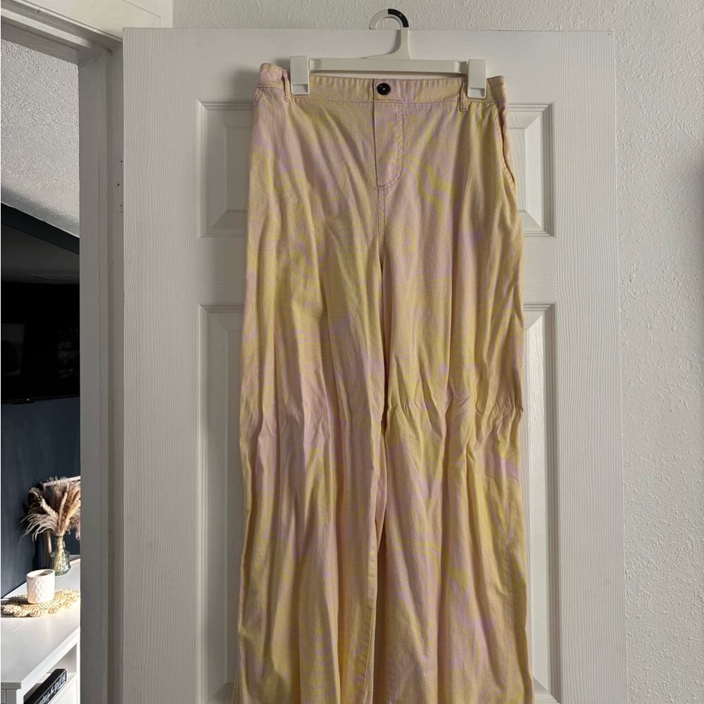 Yellow and Pink Wide-Leg Pants